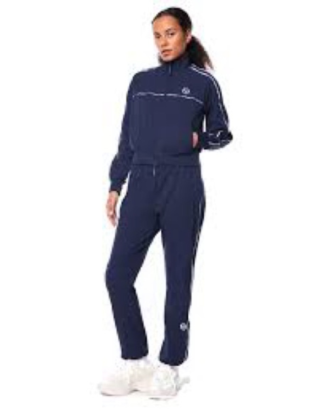 NWT $180 Sergio Tacchini Navy Women's Track Pants with White Stripe Detail